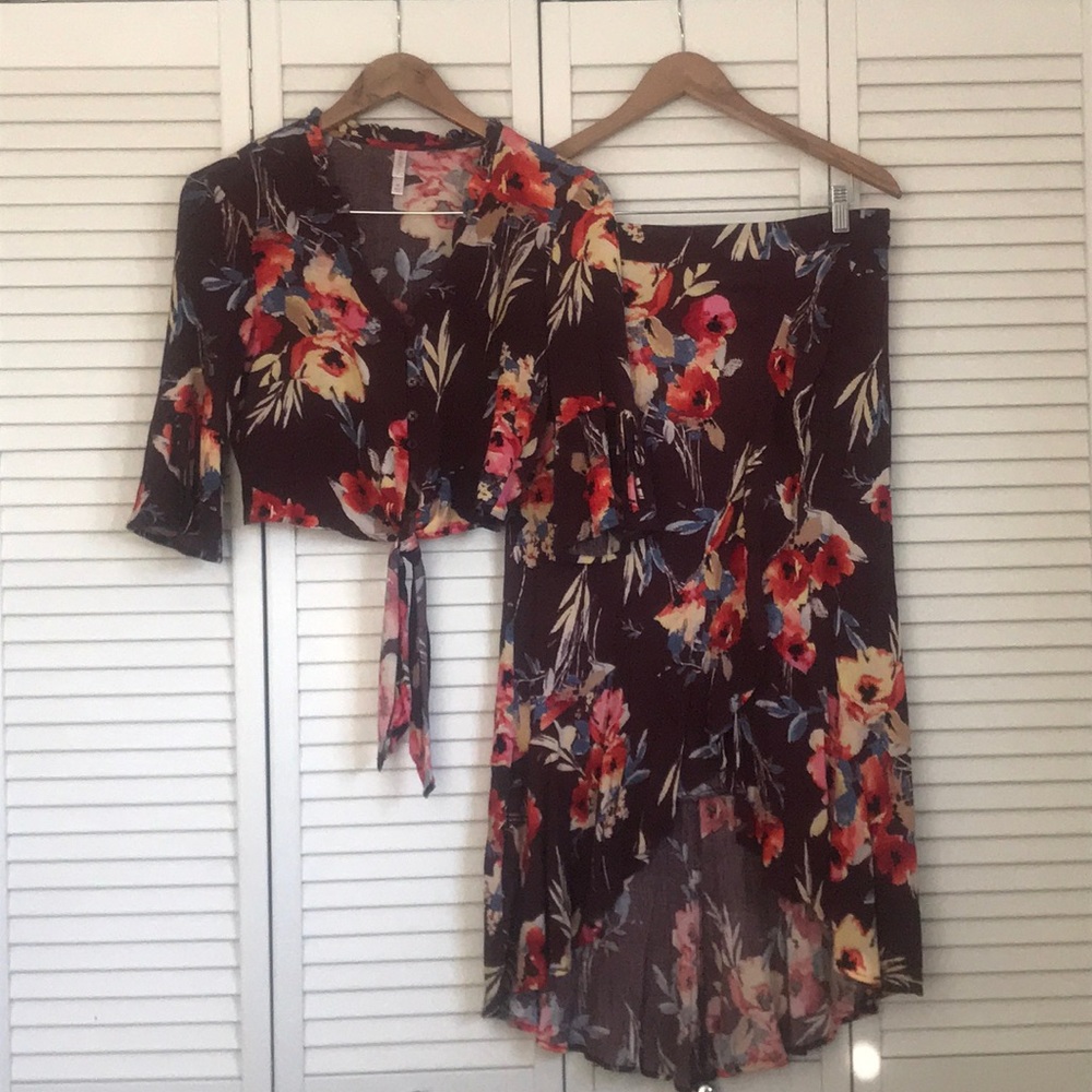 Floral Crop Top and Skirt Set by Xhilaration